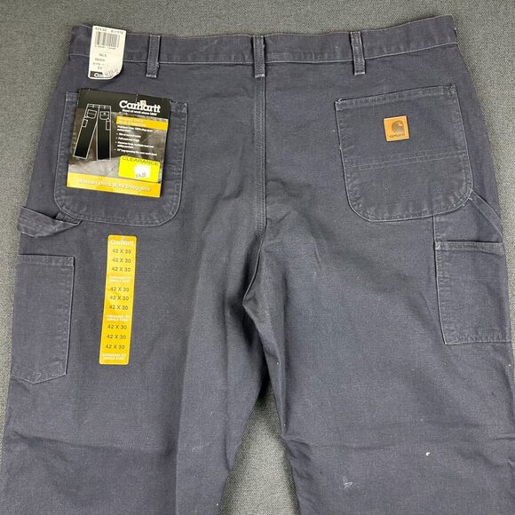 Carhartt Pants Mens 42x30 B11 PTB Washed Duck Work Dungaree Single Knee Blue NWT - Picture 8 of 10